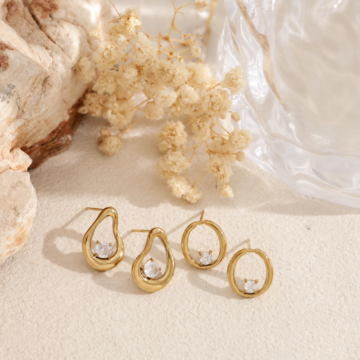 Pendientes gota hueca con circonita acero - pendientes de joyería al por mayor