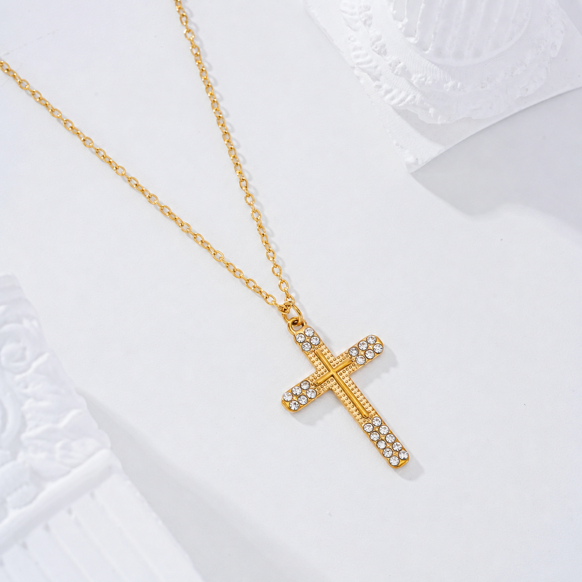 Collar cruz con circonitas - collar de joyeria al por mayor