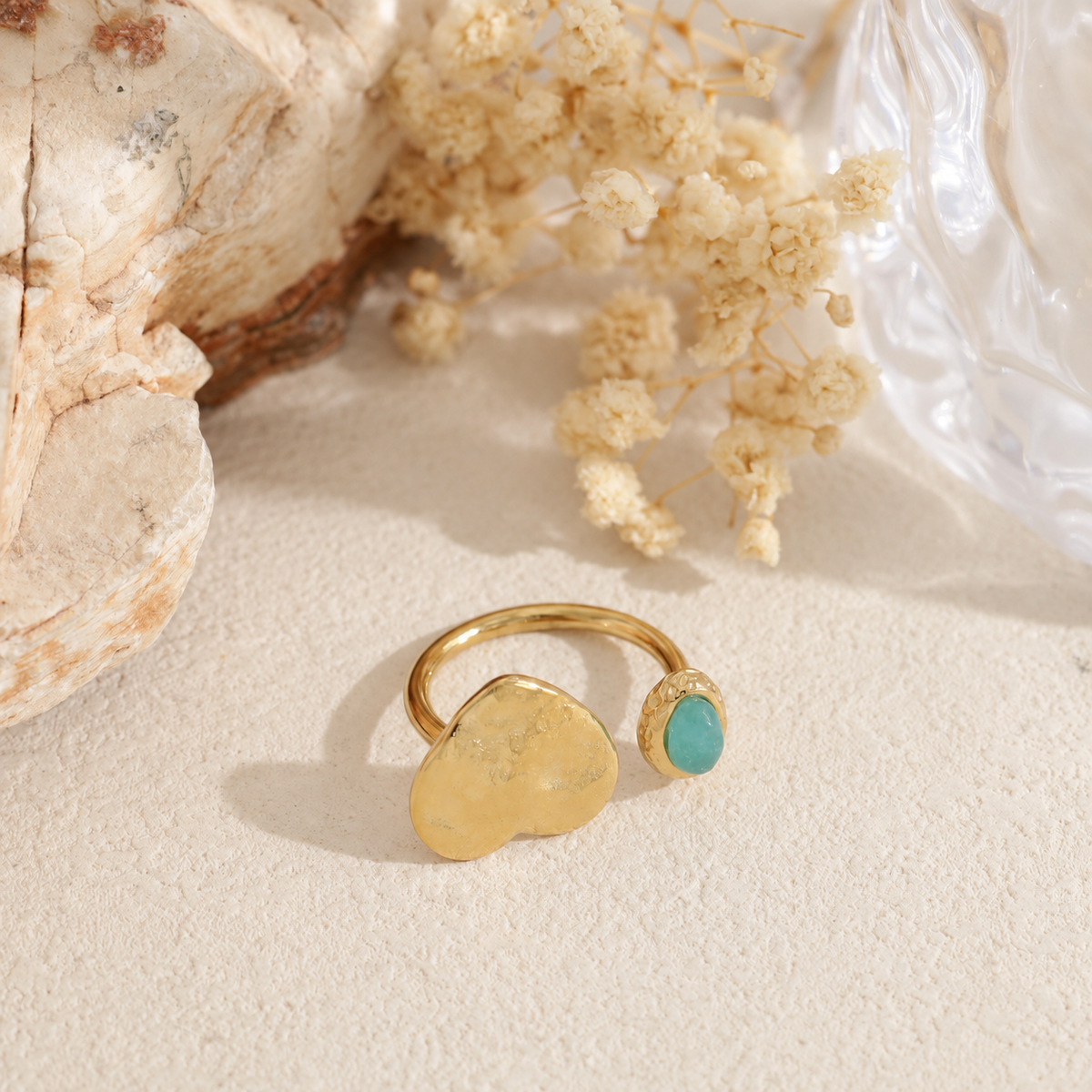 Anillo corazón y piedra de color acero - anillo de joyería al por mayor
