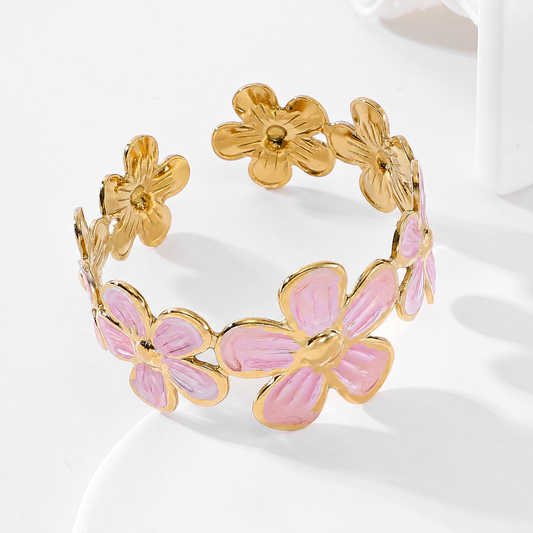 Brazalete con flores rosas - brazalete de joyería al por mayor