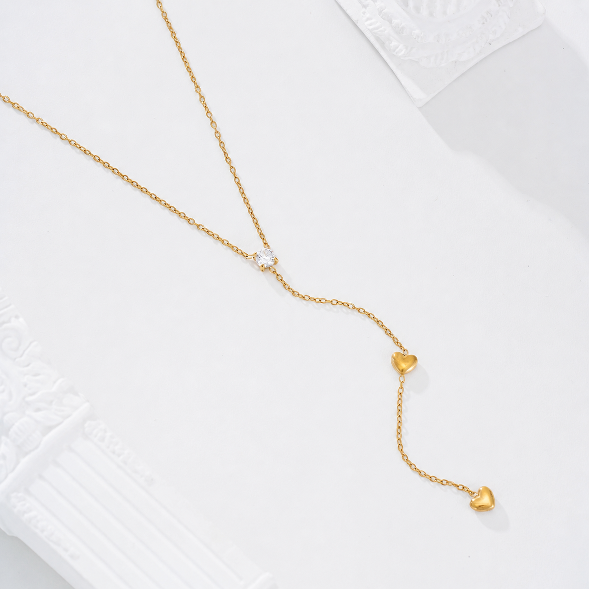 Collar con circonita y corazón - collar de joyeria al por mayor