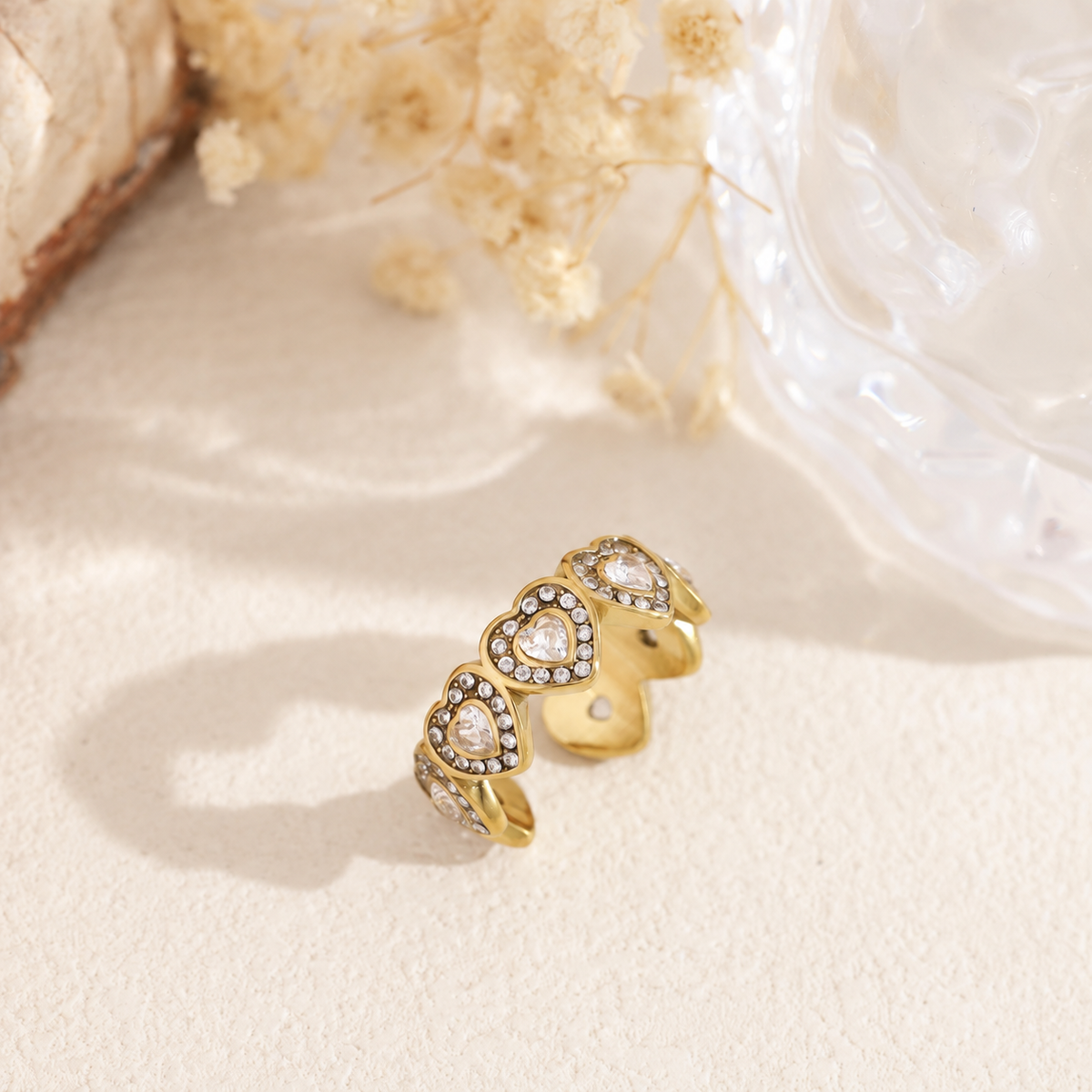 Anillo corazones circonitas acero - anillo de joyería al por mayor
