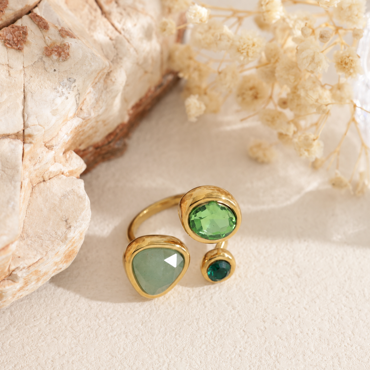 Anillo con piedras colores acero - anillo de joyería al por mayor