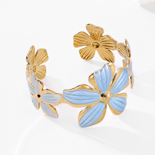 Brazalete flores azules - brazalete de joyería al por mayor