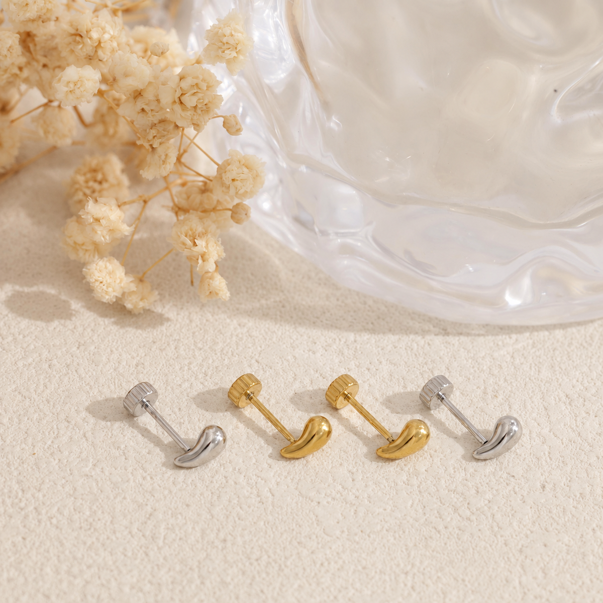 Pendientes gota rosca acero - pendientes de joyería al por mayor