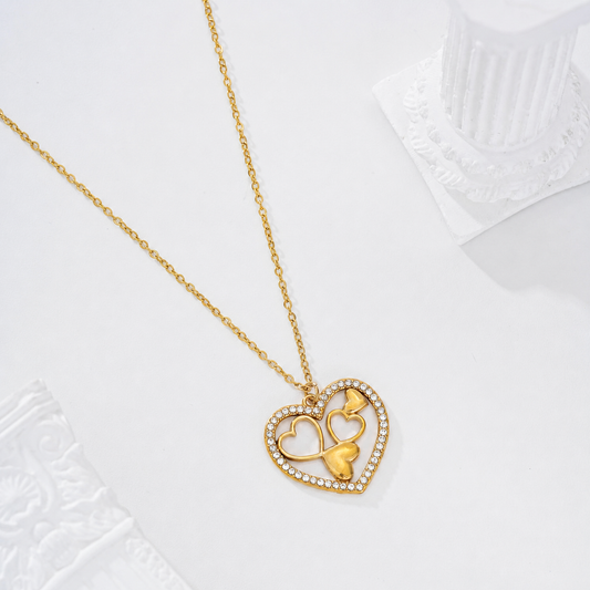 Collar corazón circonitas con corazón - collar de joyeria al por mayor