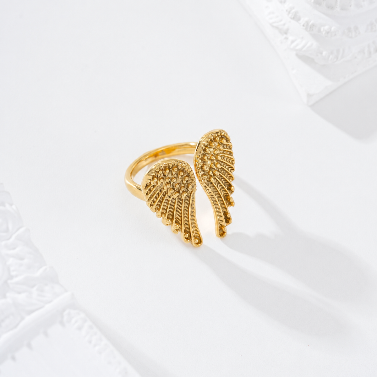 Anillo alas circonitas acero - anillo de joyería al por mayor