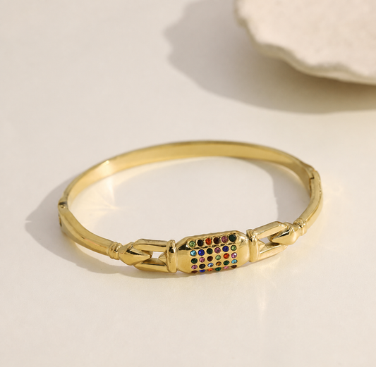 Brazalete con detalle central circonitas - brazalete de joyería al por mayor