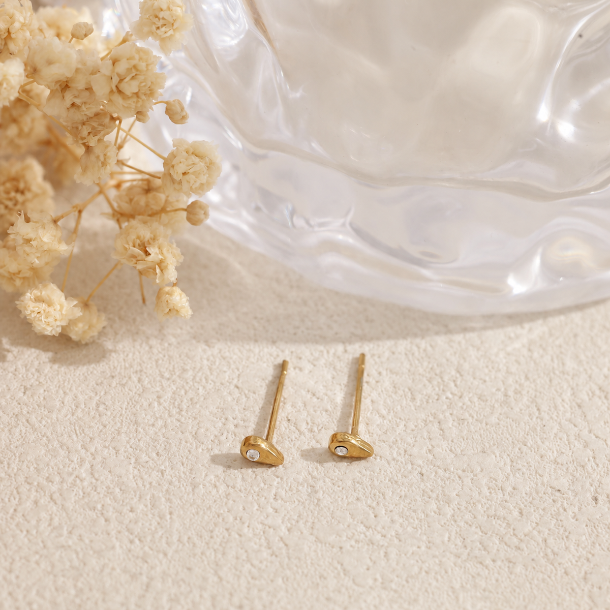Pendientes mini gota con circonita acero - pendientes de joyería al por mayor