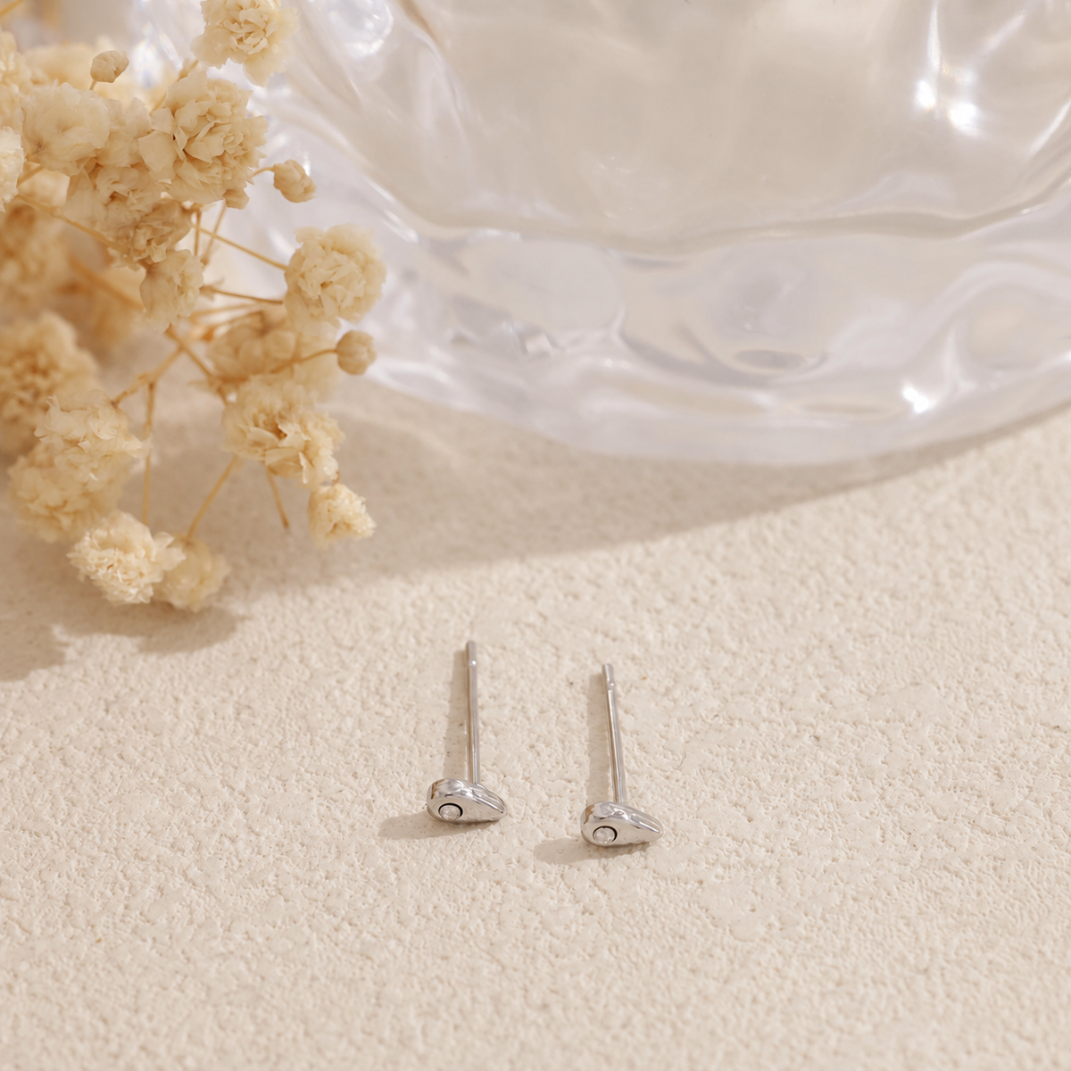 Pendientes mini gota con circonita acero - pendientes de joyería al por mayor