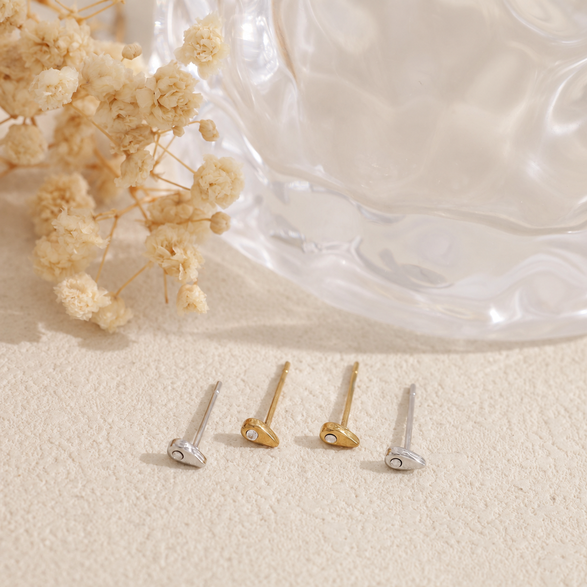 Pendientes mini gota con circonita acero - pendientes de joyería al por mayor