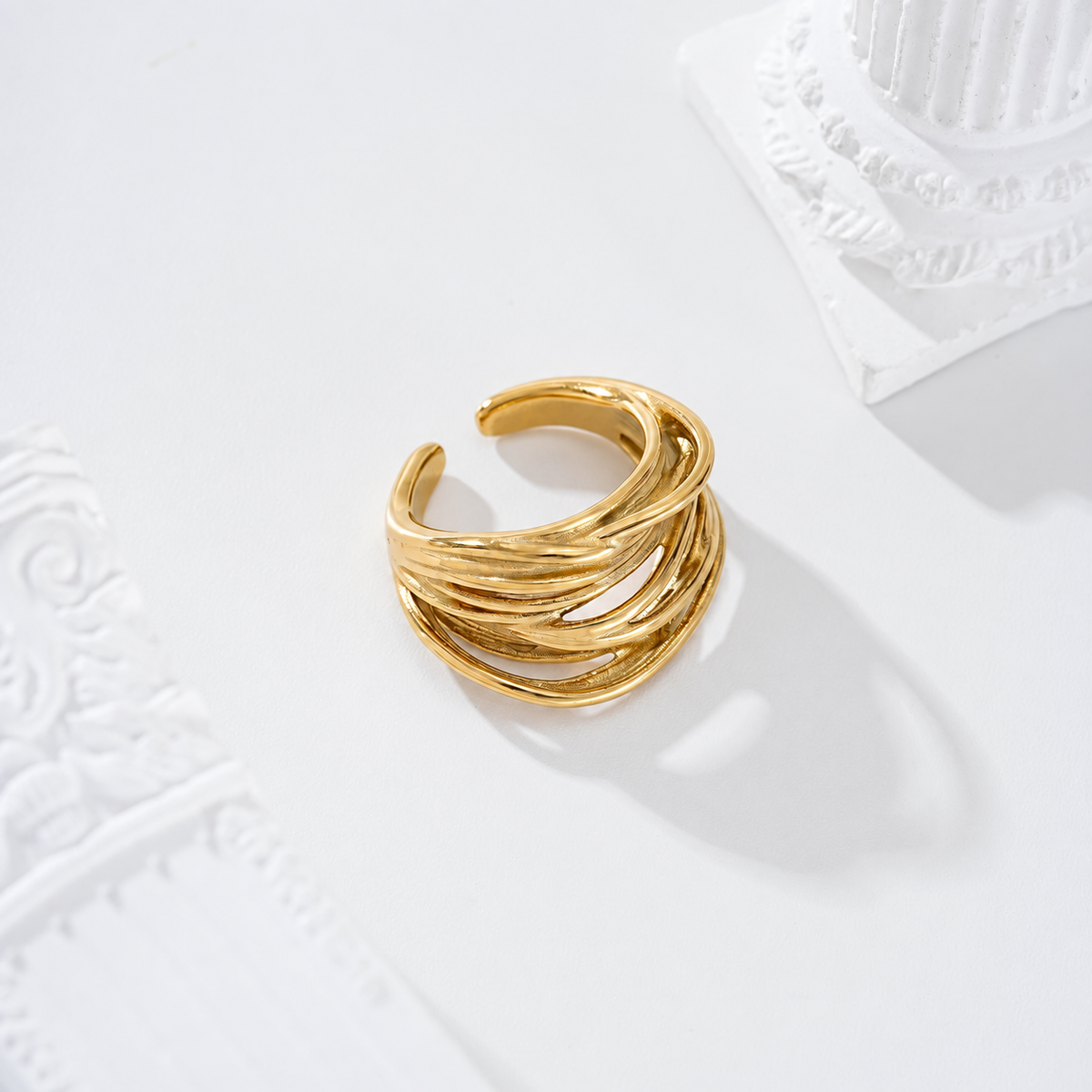 Anillo de múltiples filas de acero - anillo de joyería al por mayor