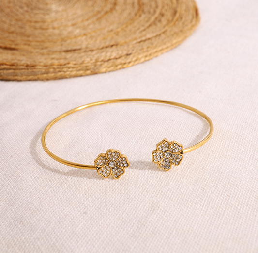 Pulsera con trébol circonitas - brazalete de joyería al por mayor