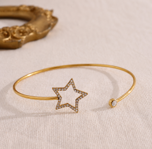 Brazalete con estrella y circonitas - brazalete de joyería al por mayor