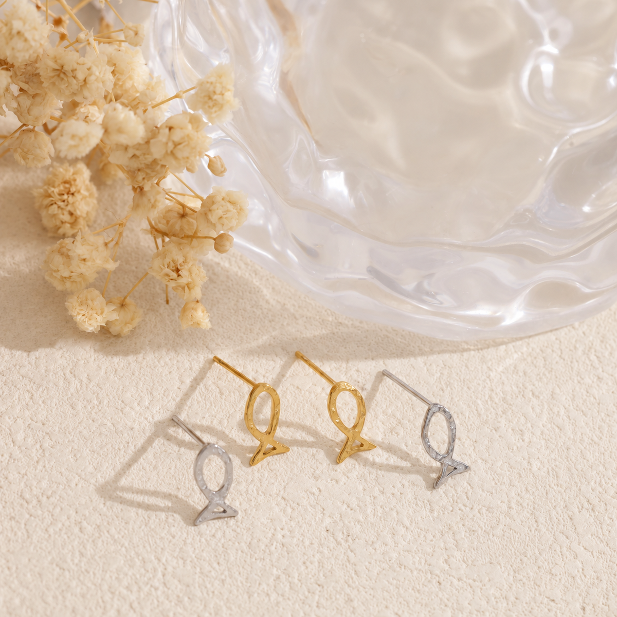 Pendientes pez simples acero - pendientes de joyería al por mayor