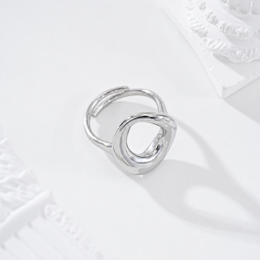 Anillo óvalo hueco ajustable acero - anillo de joyería al por mayor
