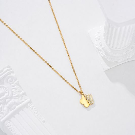 Collar flor mitad circonitas - collar de joyeria al por mayor