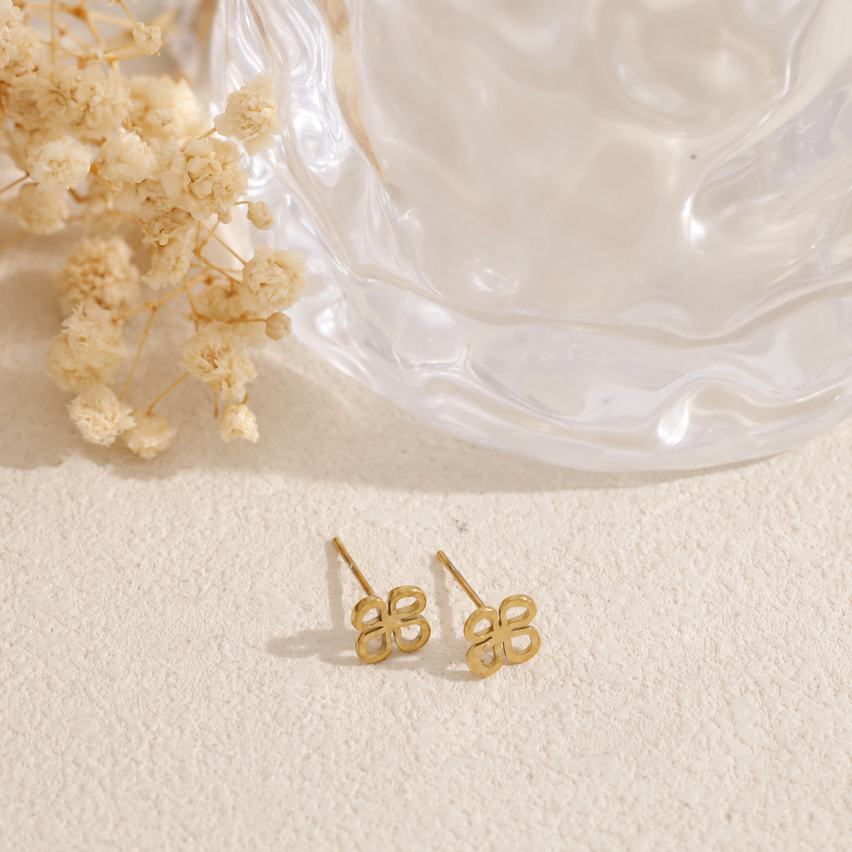 Pendientes flor simple acero - pendientes de joyería al por mayor