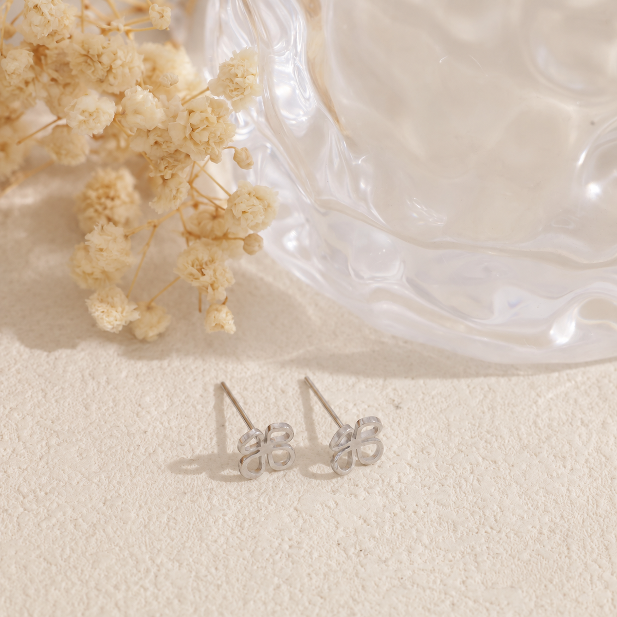 Pendientes flor simple acero - pendientes de joyería al por mayor