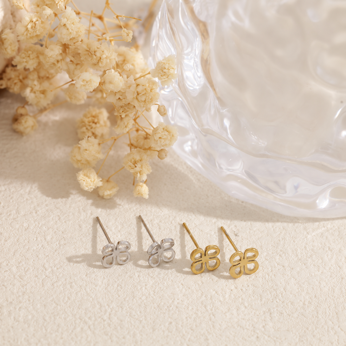 Pendientes flor simple acero - pendientes de joyería al por mayor