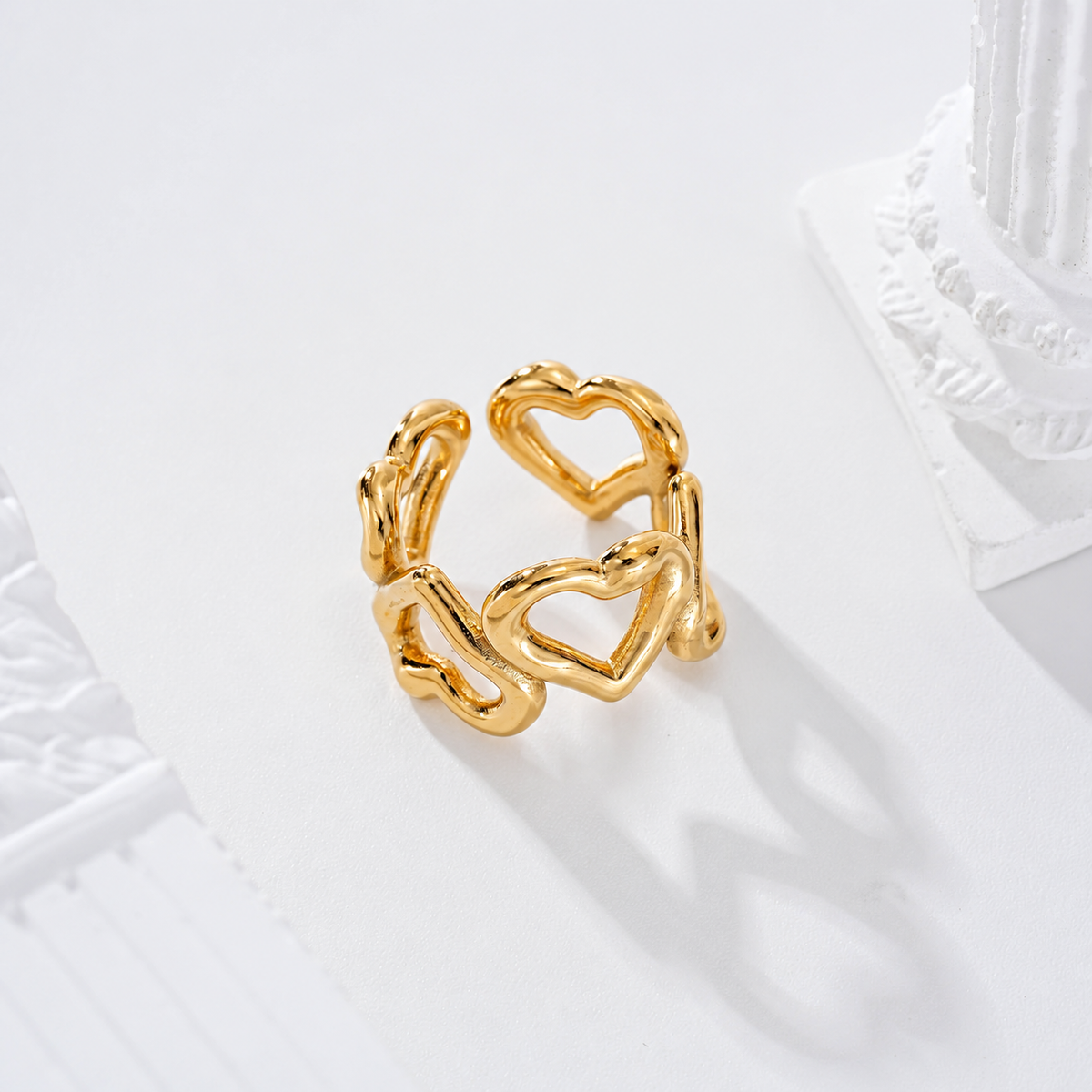 Anillo corazones acero - anillo de joyería al por mayor