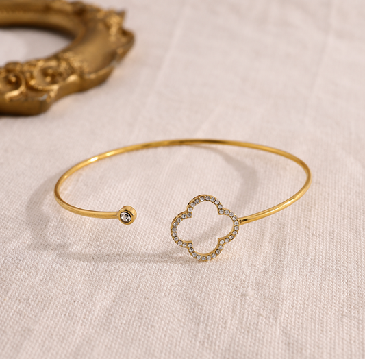 Brazalete fino con flor circonitas - brazalete de joyería al por mayor