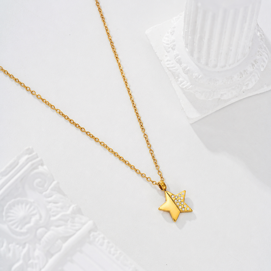 Collar estrella mitad circonitas - collar de joyeria al por mayor