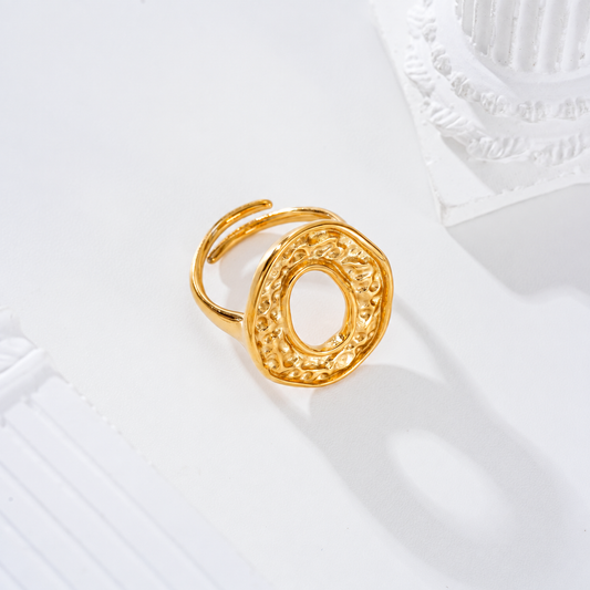 Anillo óvalo texturizado de acero - anillo de joyería al por mayor