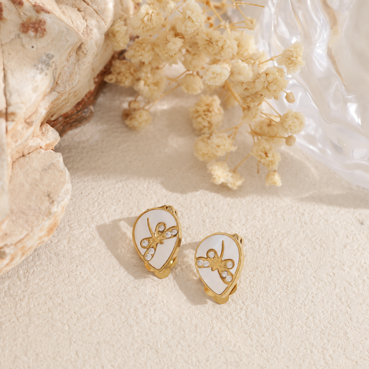 Pendientes chapa con mariposa pinza acero - pendientes de joyería al por mayor