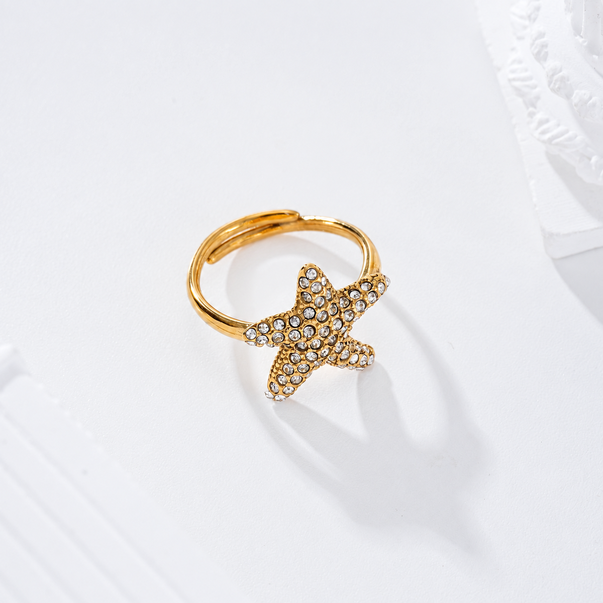 Anillo ajustable estrella de mar acero - anillo de joyería al por mayor