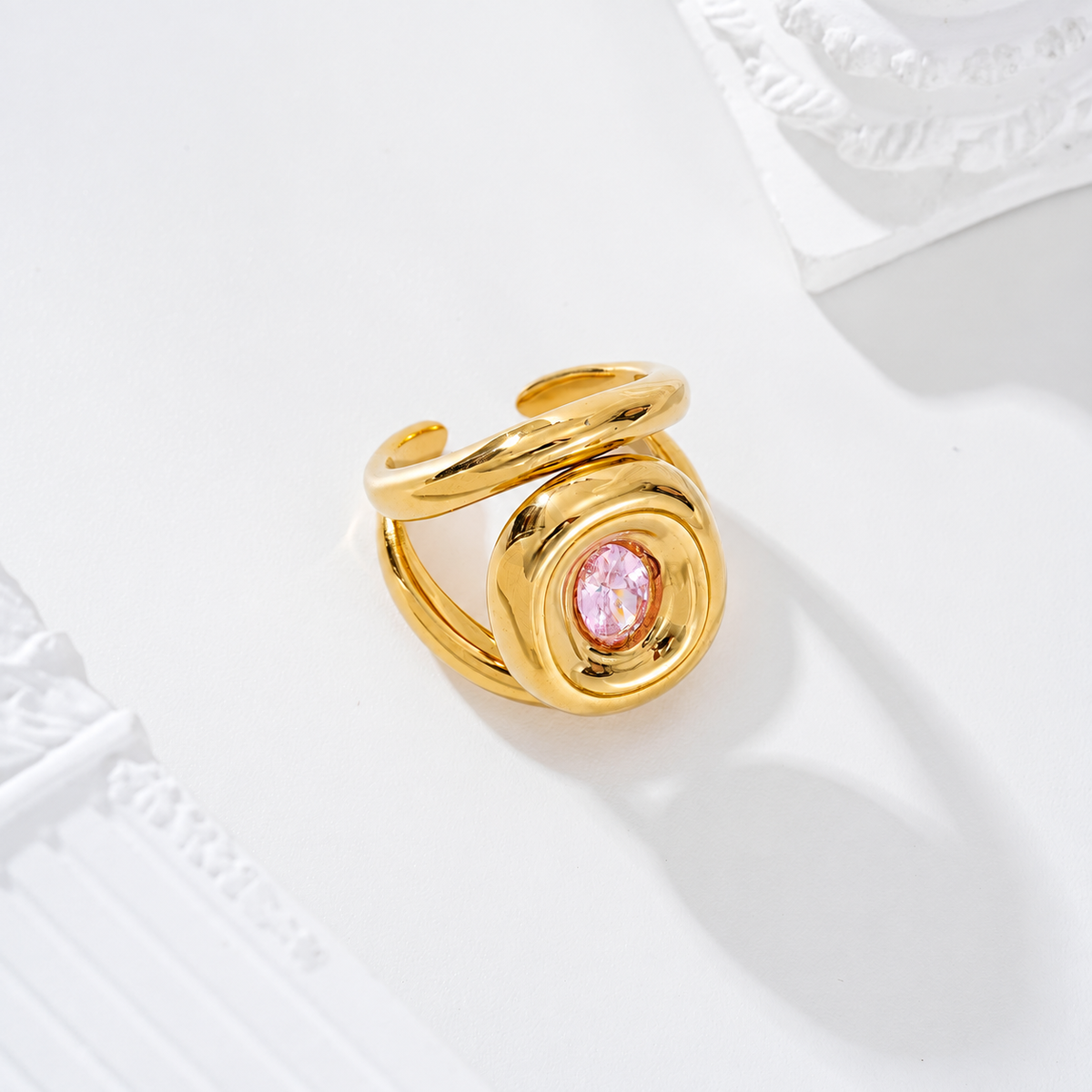 Anillo ajustable con piedra central - anillo de joyería al por mayor