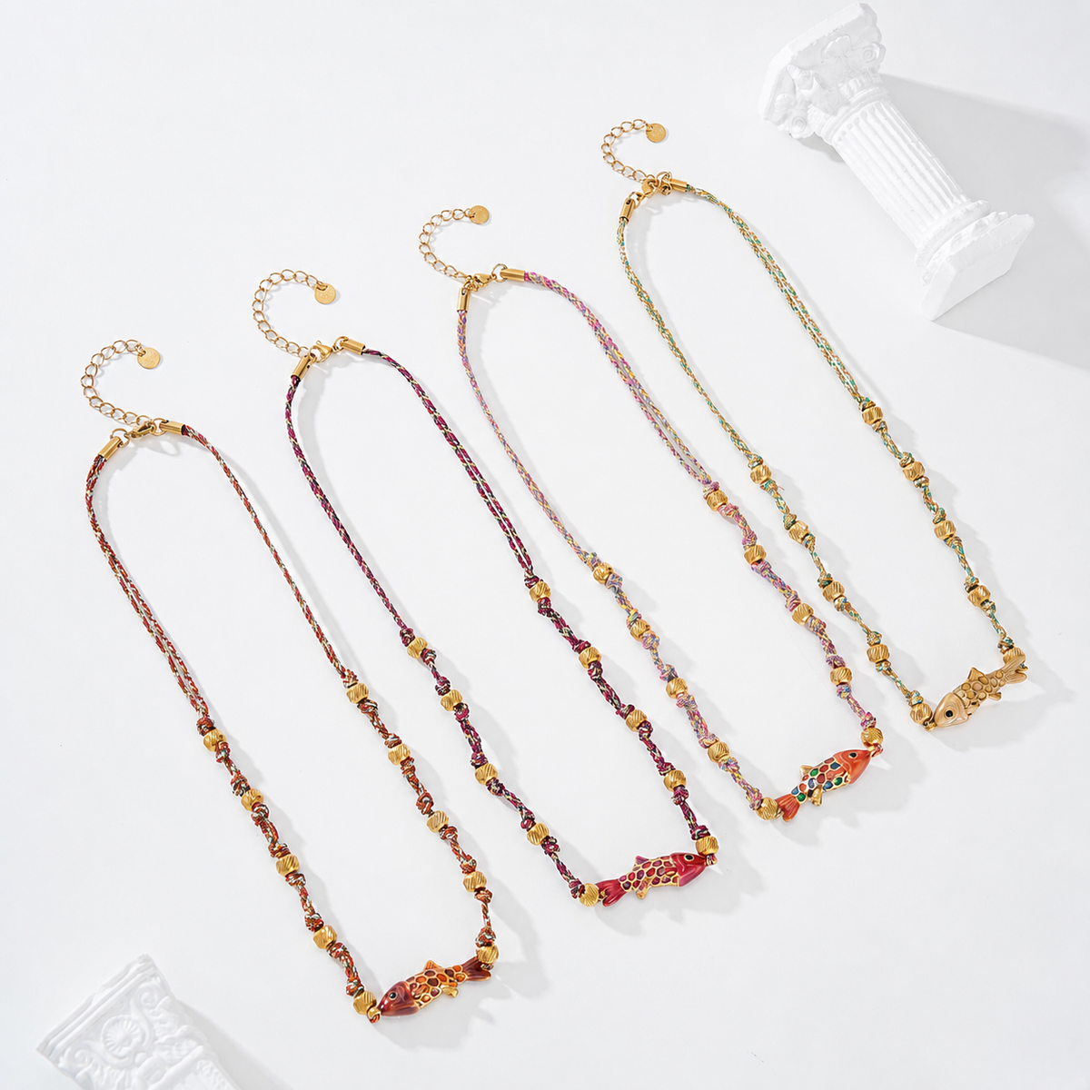 Collar con cuerda pez color - collar de joyeria al por mayor