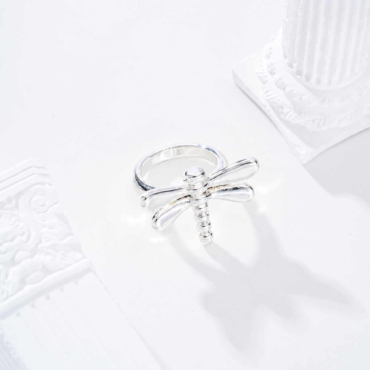 Anillo libélula baño de plata - anillo de joyería al por mayor