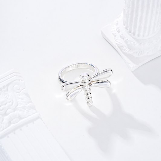 Anillo libélula baño de plata - anillo de joyería al por mayor