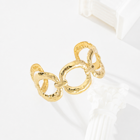 Brazalete con aros textura - brazalete de joyería al por mayor