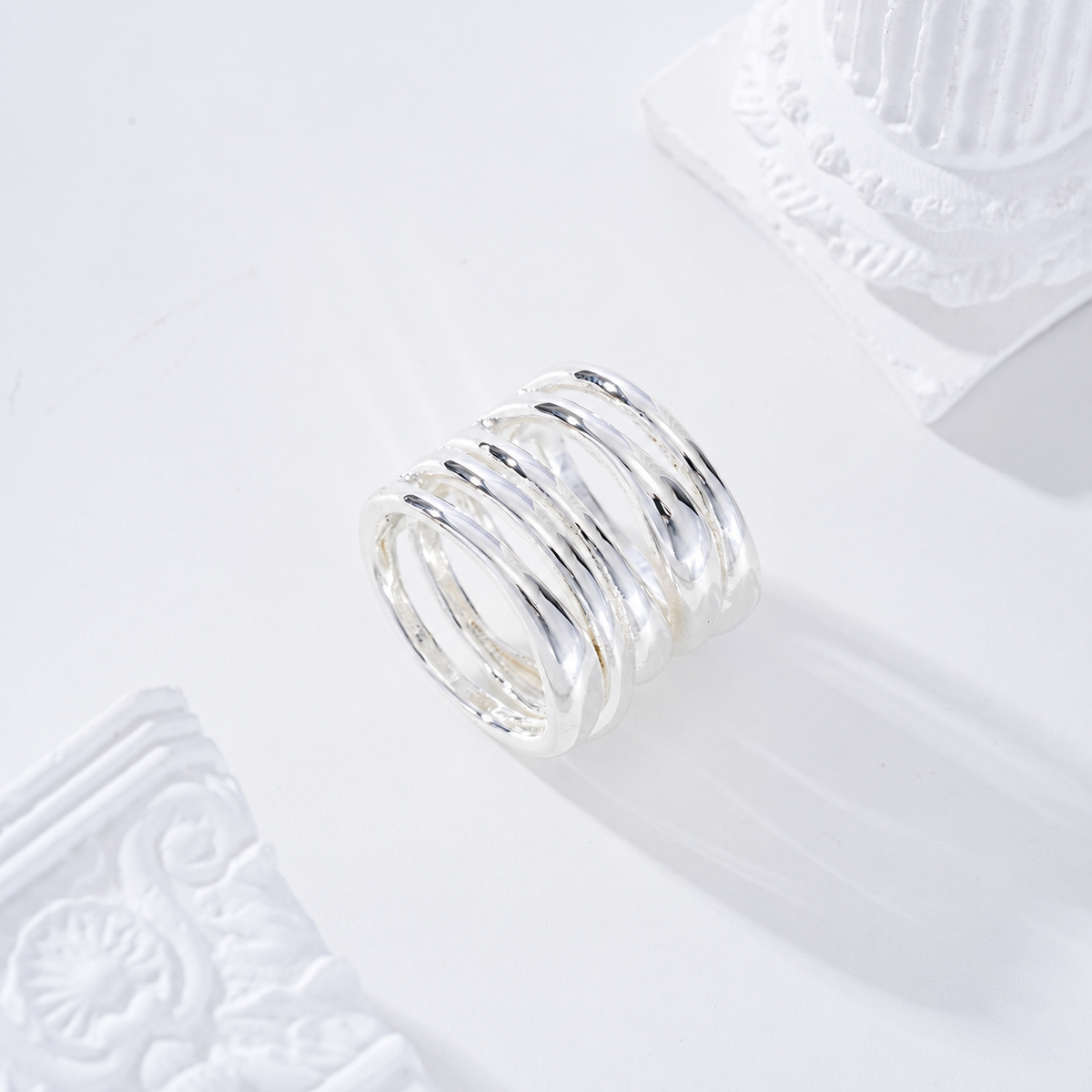 Anillo múltiples filas baño de plata - anillo de joyería al por mayor