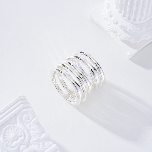 Anillo múltiples filas baño de plata - anillo de joyería al por mayor