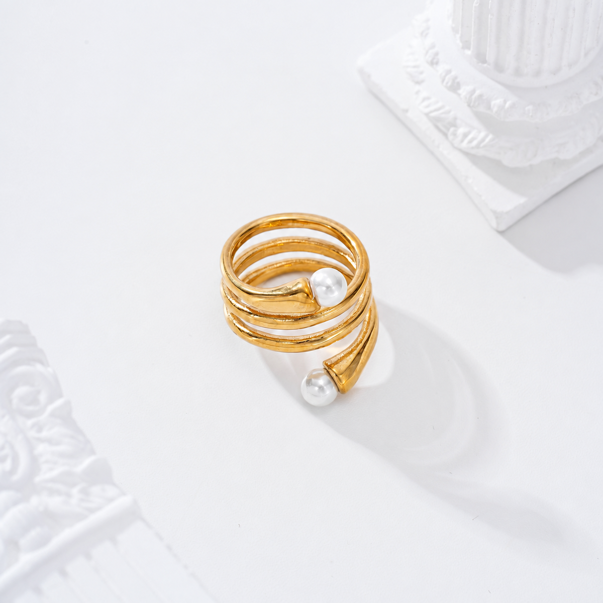 Anillo con perla acero - anillo de joyería al por mayor