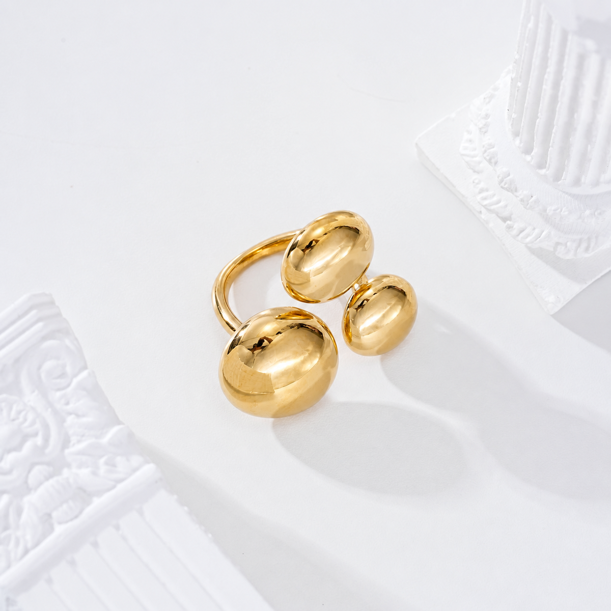 Anillo de tres bolas de acero - anillo de joyería al por mayor