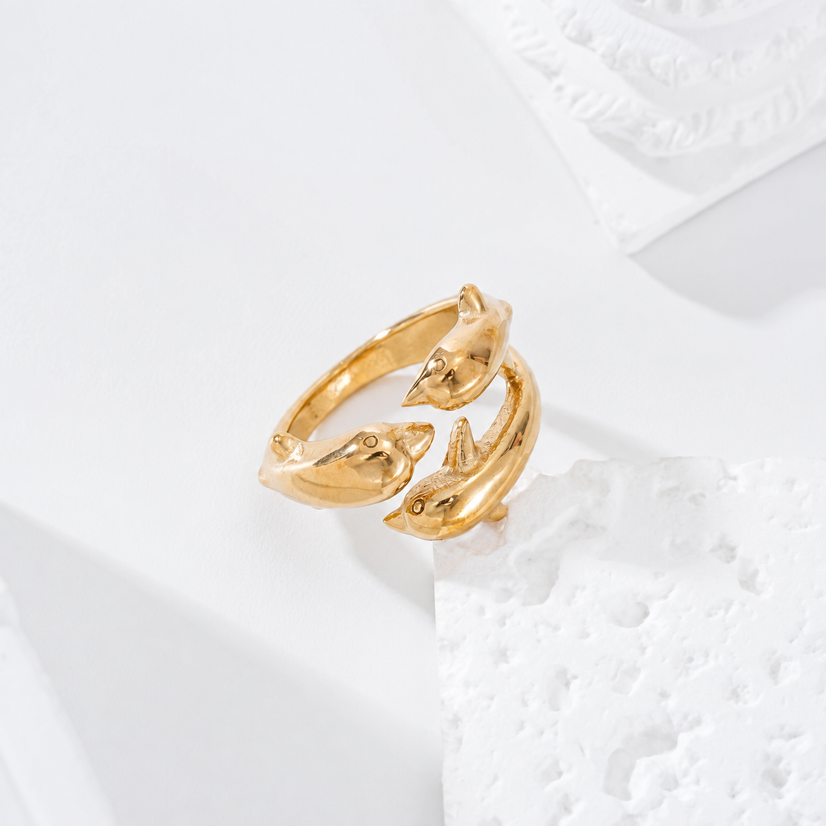 Anillo triple delfín acero - anillo de joyería al por mayor