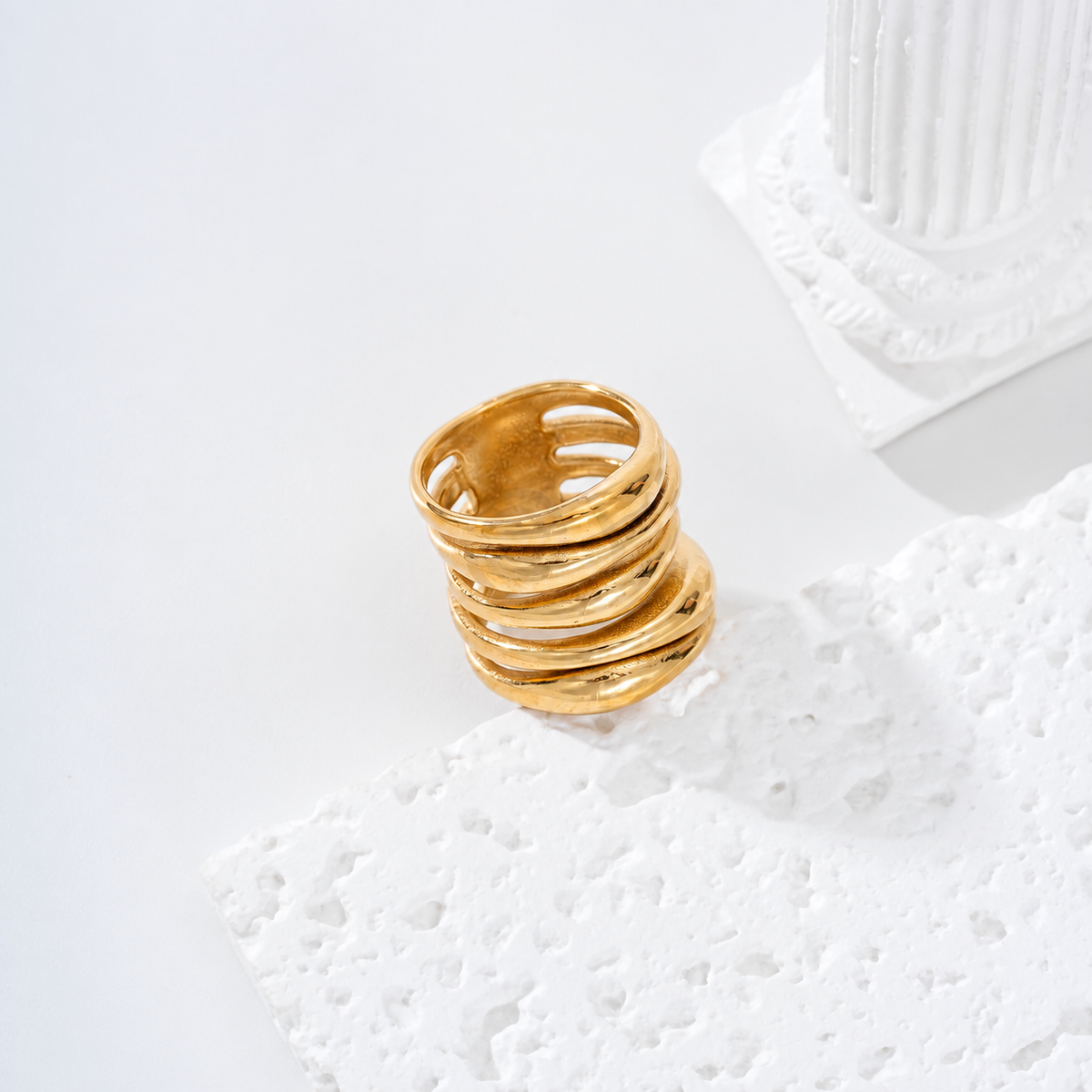 Anillo múltiples filas acero - anillo de joyería al por mayor