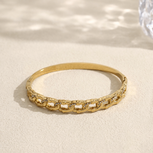 Brazalete con eslabones y piedras - brazalete de joyería al por mayor