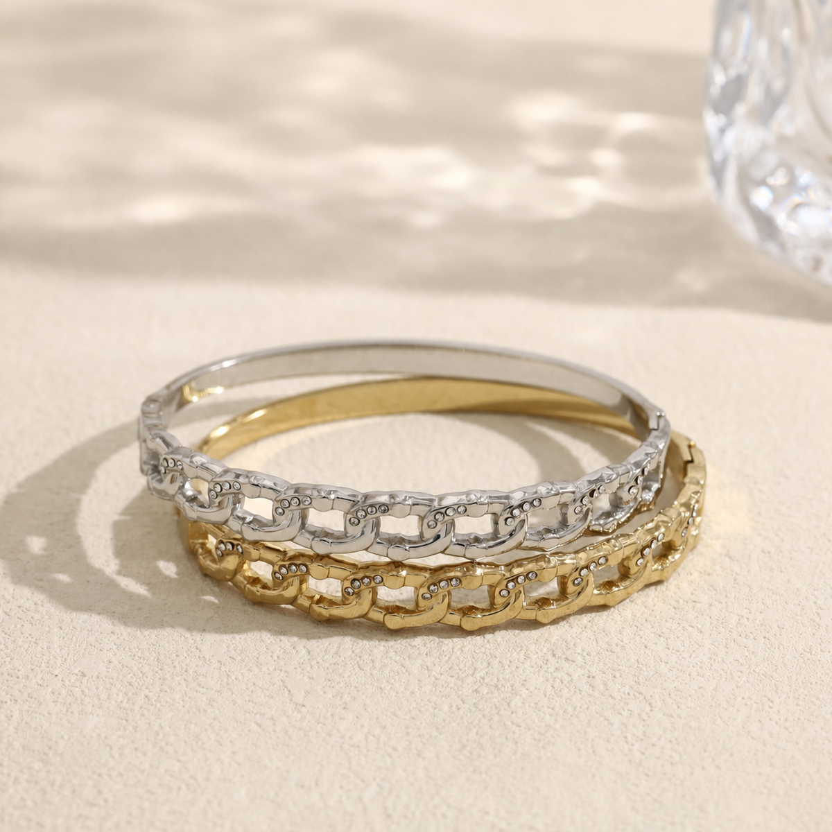 Brazalete con eslabones y piedras - brazalete de joyería al por mayor