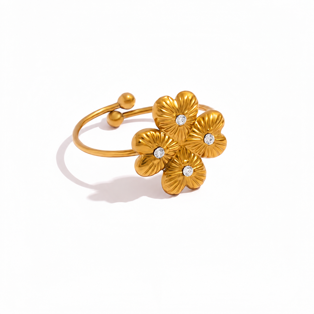 Anillo flor circonita - anillo de joyería al por mayor