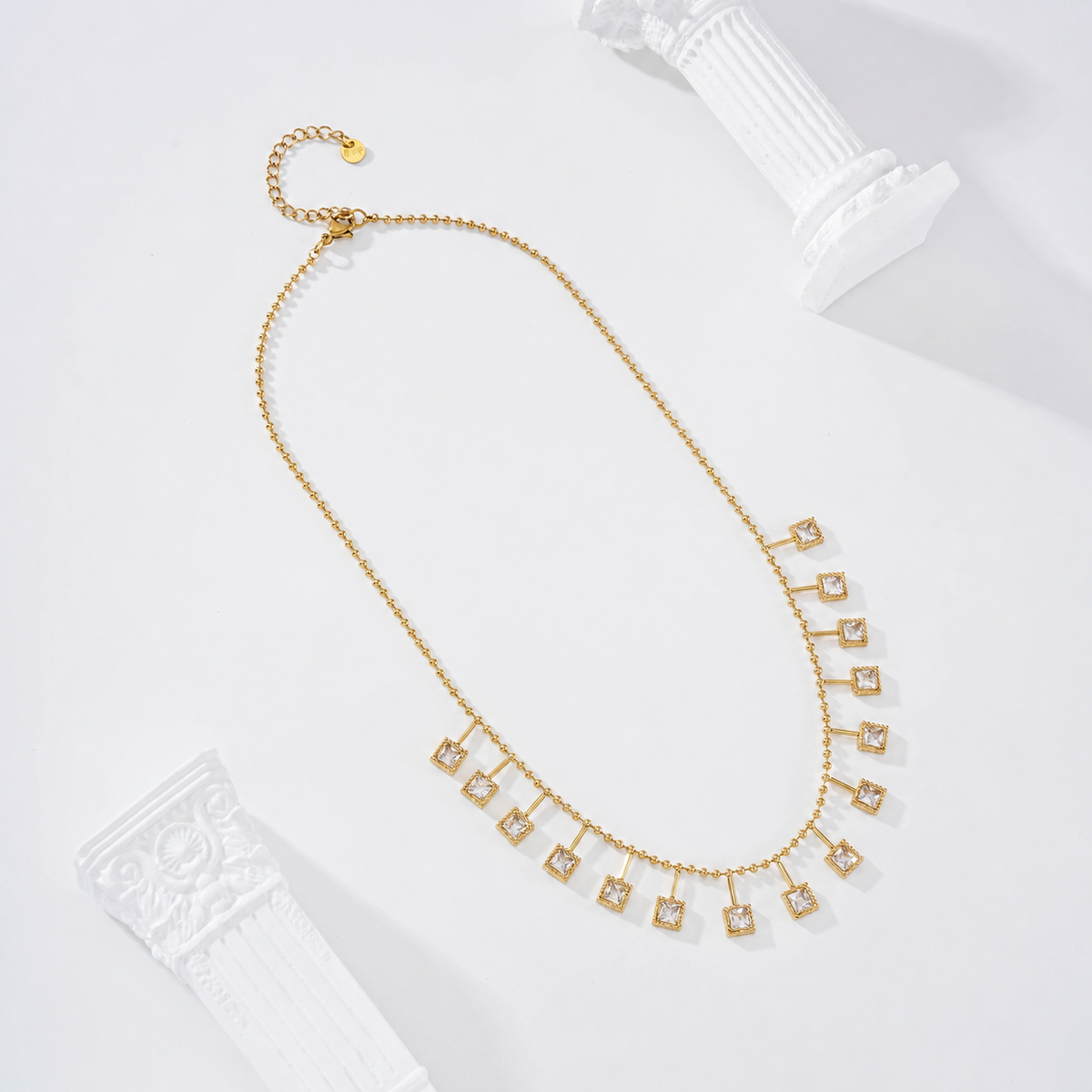 Collar con circonitas cuadradas - collar de joyeria al por mayor