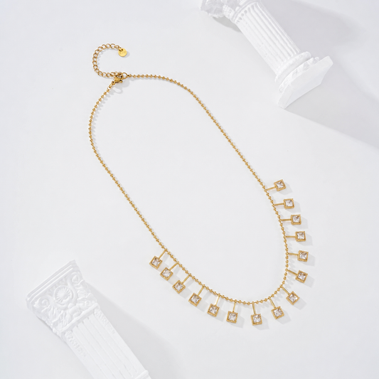 Collar con circonitas cuadradas - collar de joyeria al por mayor