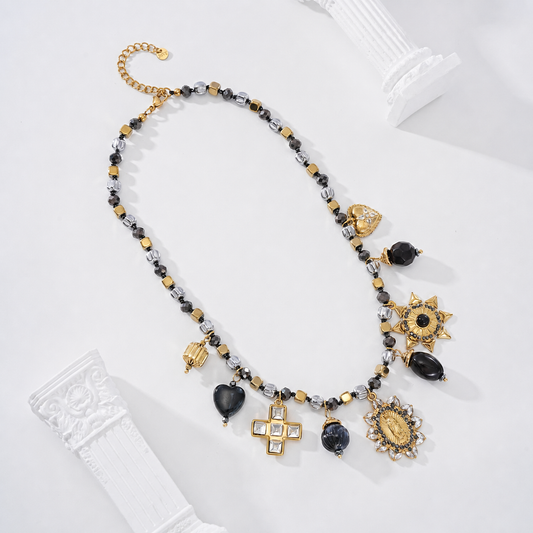 Collar tonos oscuros con charms - collar de joyeria al por mayor