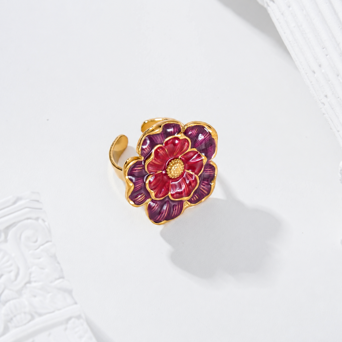 Anillo ajustable flor color - anillo de joyería al por mayor
