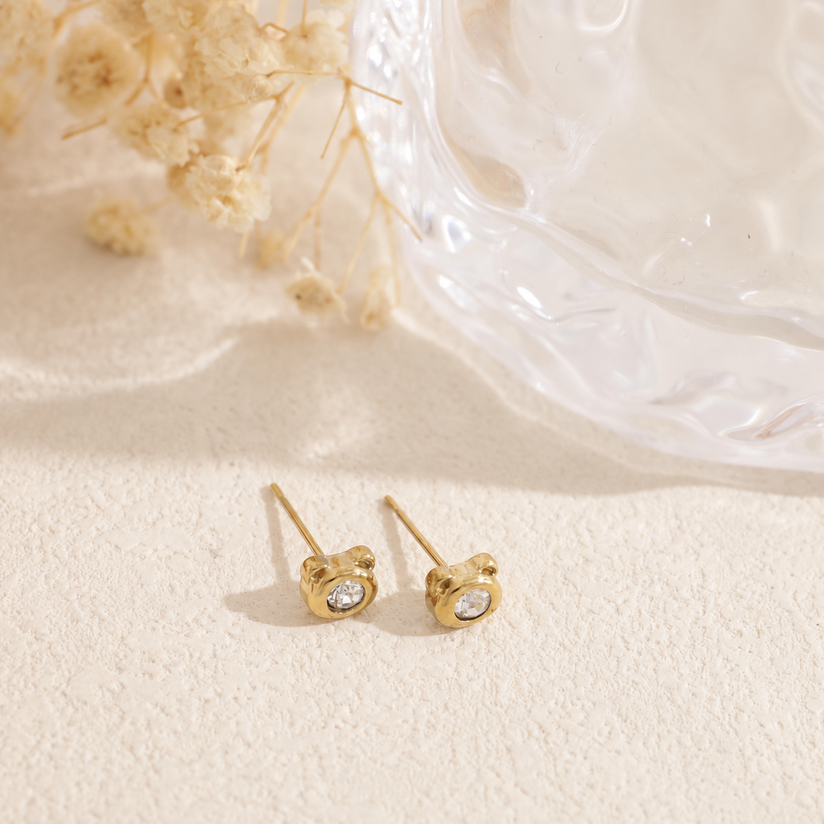 Pendientes osito circonita acero - pendientes de joyería al por mayor