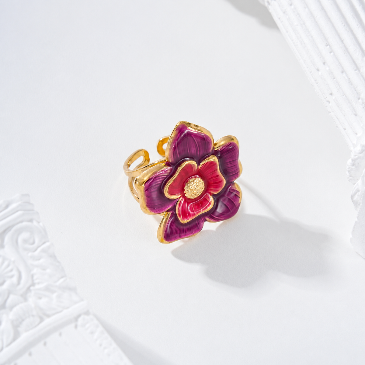 Anillo flor color - anillo de joyería al por mayor